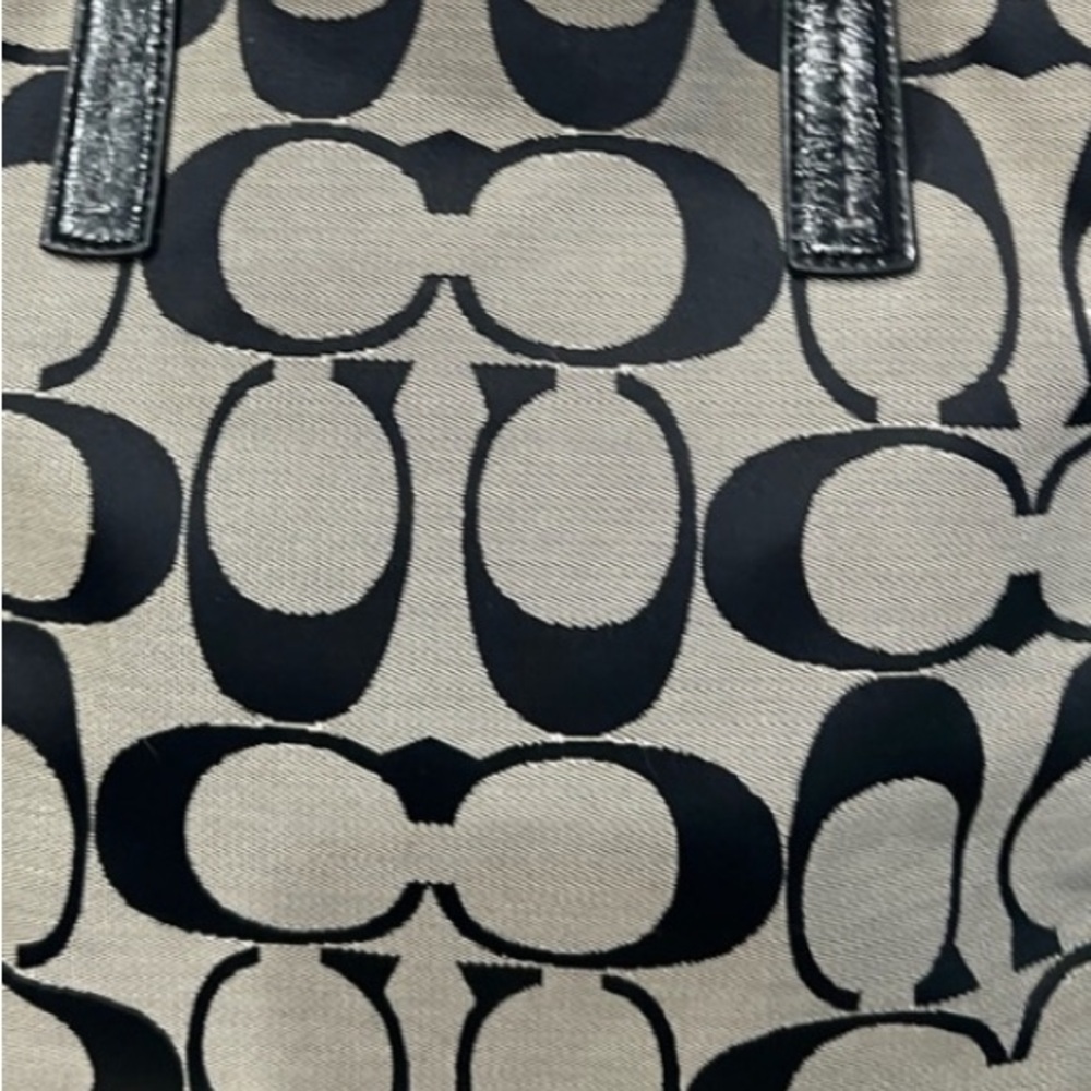 Coach Black and Cream Signature Canvas Tote - Picture 9 of 9